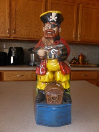 Vintage Drink Empty Figure Albertas Ceramic Decanter Hand Painted Booty Pirate