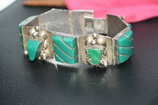 Vintage Mexican Sterling Silver Green Onyx Women 