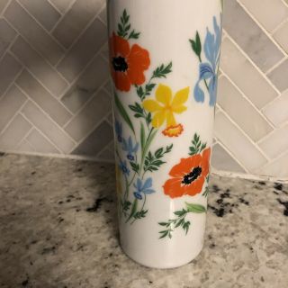 Vintage Mid Century Modern Heinrich Germany Porcelain Floral Vase 9” Retro 3