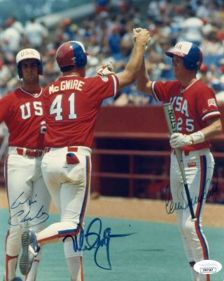 Mark Mcgwire Will Clark Cory Snyder Jsa Hand Signed 8x10 Photo Autograph