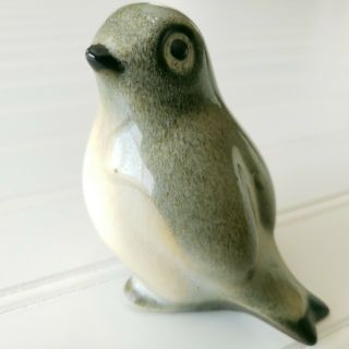 Vintage Howard Pierce Porcelain Bird Figurine Gray Biege Mid Century Modern Mcm