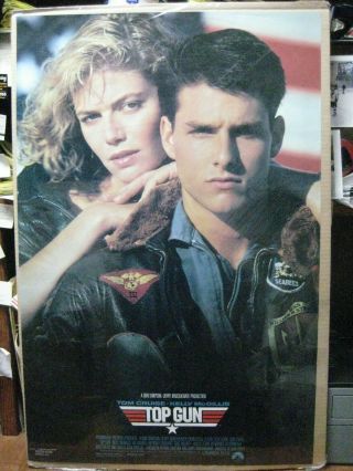 Vintage Top Gun 1986 Poster Tom Cruise Kelly Mcgillis Movie 13315
