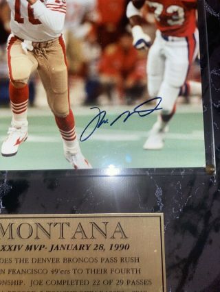 Joe Montana Signed Picture With Nameplate And Back Authentic 2