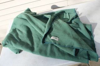 VTG LL Bean Wool Camp Cabin Blanket Throw Freeport Maine USA 83” x 80” Green 2