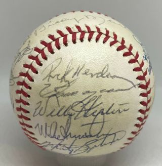 1985 Ny Yankees Team 28x Signed Baseball W/ Rickey Henderson Hof,  Psa/dna Loa