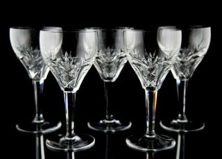Vintage Cut Crystal Water Wine Goblet Glasses Set Of 5 Elegant Stemware