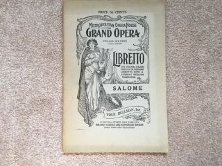 Vintage Metropolitan Opera House Libretto Salome - Oscar Wilde - Richard Strauss
