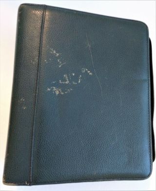 Vintage Franklin Covey Quest Forest Green Day Planner Pebbled Leather Zip 7 Hole
