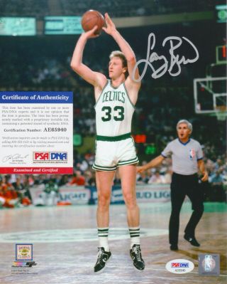 Larry Bird Boston Celtics Signed Autograph 8 X 10 Photo Psa Dna Ae65940