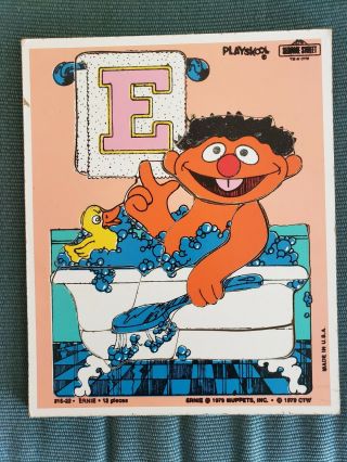 Sesame Street Ernie Wooden Puzzle Complete 12 Pc Vintage 1979 Playskool Muppets