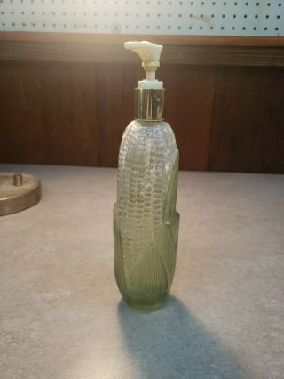 Avon Vtg Golden Harvest Corn On Cob Glass Bottle Lotion Soap Pump Dispenser
