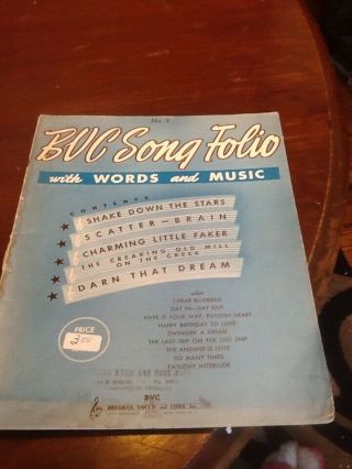 Bvc Song Folio (words & Music) Piano And Guitar Vintage Songbook