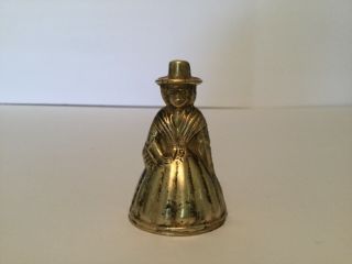 Vintage Colonial Pilgrim Lady Woman Miniature Brass Bell 2 1/4 " Tall