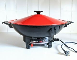 Vintage West Bend Electric Wok,  6 - Quart Red,  Made In Usa With Cord & Box 79525