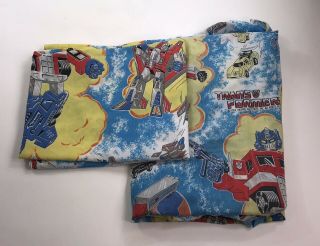 Vintage 1984 Hasbro Transformers Twin Bed Sheet Set - Fitted And Flat Sheets