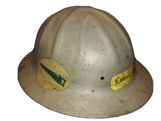 Vintage B.  F.  Mcdonald Co.  Full Brim Aluminum Hand Saw Logo Hard Hat W/ Liner
