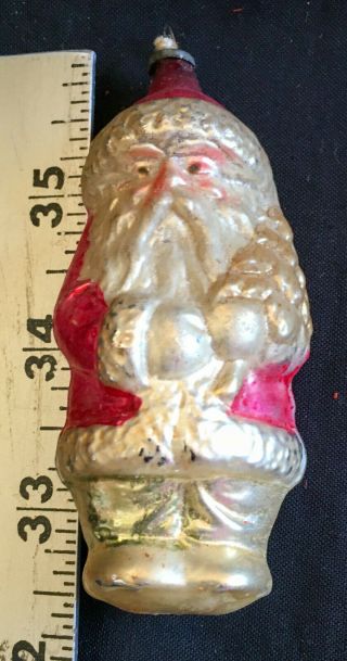 Vintage German Blown Glass Figural Christmas Santa Ornament