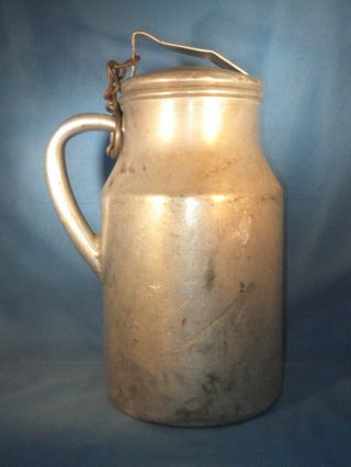 Vintage Wear - Ever 1 Gallon Cream Dairy Farm Milk Can With Lid,  Chain And Handle