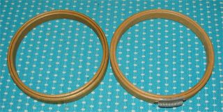 2 Vtg Wood Embroidery Hoops Duchess & Gibbs 4” Felt Lined Cushion Antique Round