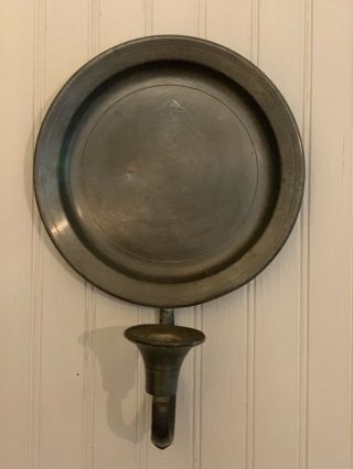 Vintage Colonial Pewter Candle Wall Sconce.  See Details