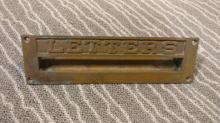 Vintage Post Office Usps Solid Brass " Letters " Mail Chute Slot