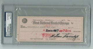 William Harridge Signed Personal Check Psa/dna American League Mlb Hall Of Fame