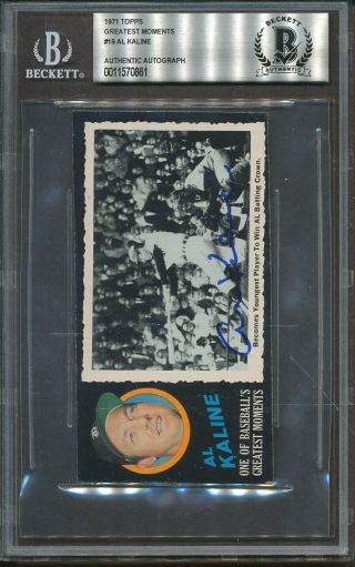 1971 Topps Greatest Moments Al Kaline Beckett Authentic Autograph Signed 0861