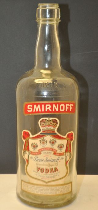 Rare Vintage Large Smirnoff Vodka 1 Gallon Empty Bottle 18 "