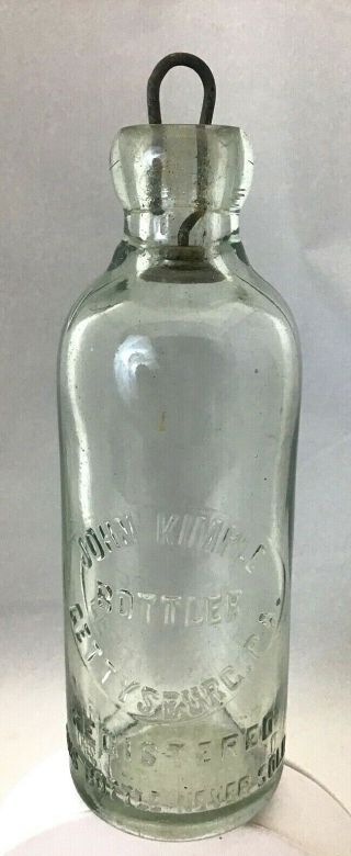 Antique John Kimple Embossed Soda Bottle Stopper Tombstone Gettysburg Pa Vtg