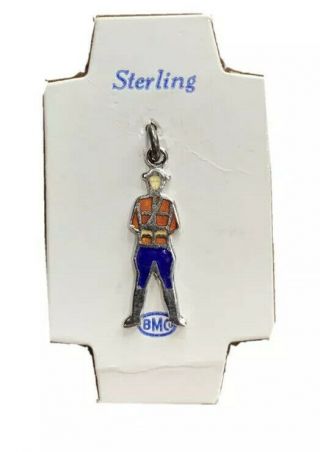 Vtg Bm & Co Rcmp Mounted Police Sterling Silver Charm/pendant Desinger Signed