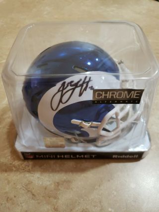Jared Goff Autographed Los Angeles Rams Riddell Chrome Mini Football Helmet
