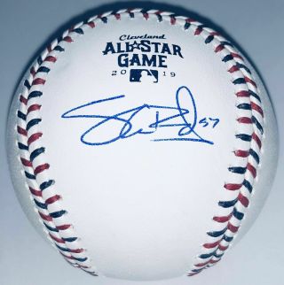 Shane Bieber Signed Asg Baseball Cleveland Indians 2019 All - Star Game Beckett