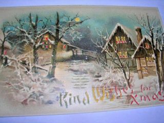 Vintage Christmas D.  R.  G.  M.  Hold To Light Postcard Kind Wishes Candles In Windows