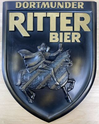 Dortmund’s Ritter Bier Vintage German Beer Sign Plaque Rare Man Cave Bar