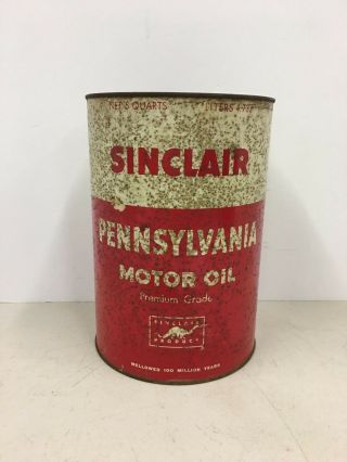 Vintage Sinclair 5 Quart Pennsylvania Premium Grade Motor Oil Can Advertising