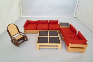 Vintage Tomy Smaller Homes Living Family Rm Sectional Sofa,  Rocker,  Tables 13 Pc