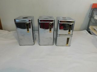 Vintage Canister Set 4 Piece Lincoln Beautyware Chrome