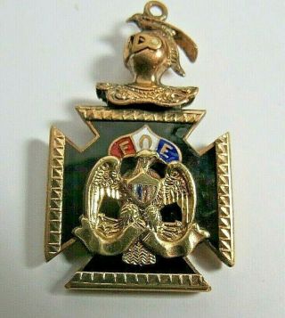 Vintage Knights F.  O.  E.  Fraternal Order Of Masonic Gold Filled Pin Watch Fob
