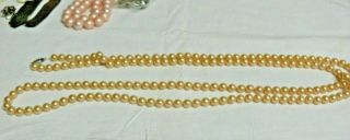 Vintage Art Deco Flapper Style Faux Pearl Necklace Strand 54 In Long