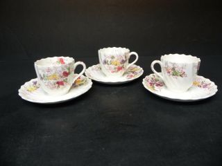 Vintage Spode Copeland China Fairy Dell (set Of 3) - Demi Cups With Saucers.