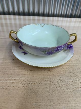 Vintage Antique T&v France Berlin Floral Porcelain Bowl