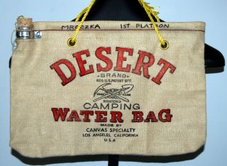 Vintage Desert Brand Camping Water Bag By Canvas Specialty Military Issued Named