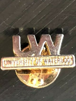 Vintage University Of Waterloo Pinback Lapel Pin Hat Pin Tie Tack Gold Tone