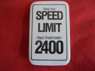 Cool Vintage Hayes Smartmodem 2400 Raise Your Speed Limit Advertising Pinback