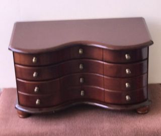 Beautifu Vintage Large Dresser Top Wood Jewelry Box Mirror 17 1/2” X 9” X 10”
