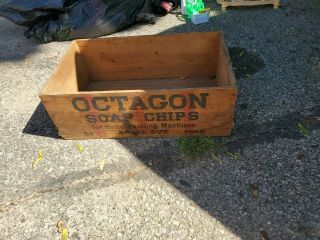 Vintage Octagon Soap Powder Wooden Crate Box Sign Advertising Antique 23x13x8