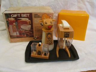 Vintage Whirley Dispenser Gift Set In Orig Box - Cow Cream/sugar/s&p/tray,