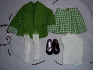 Vintage Italy Furga Doll Outfit Green Blazer,  Skirt,  Blouse,  Socks And Shoes