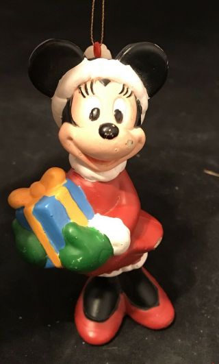 Vintage The Walt Disney Co Minnie Mouse With Present Christmas Ornament Holiday