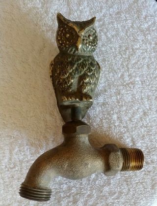 Vintage Brass Garden Tap Faucet Owl Bird Spigot